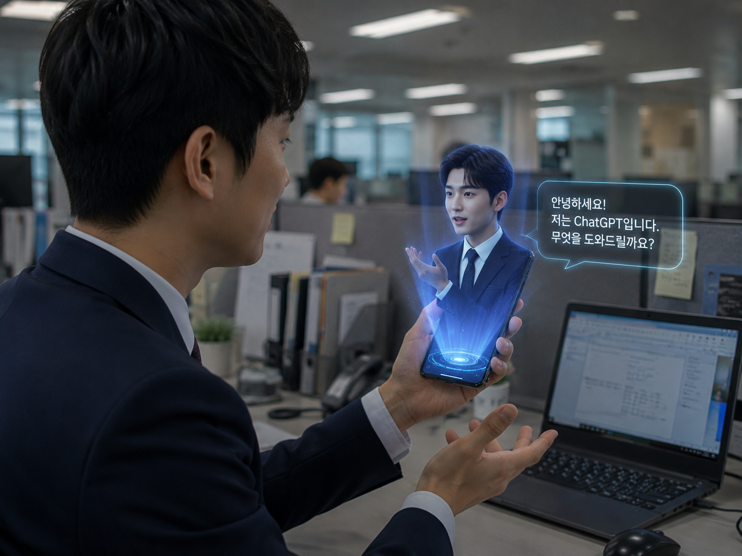 회사 홈페이지 대신 바로 AI에게 묻는 장면